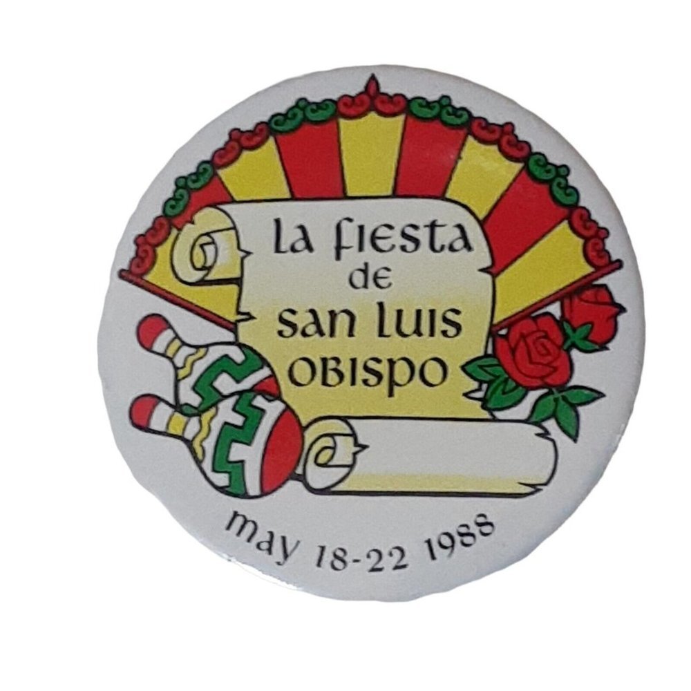 California Souvenir La Fiesta de San Luis Obispo 1988 Pinback Button 2"